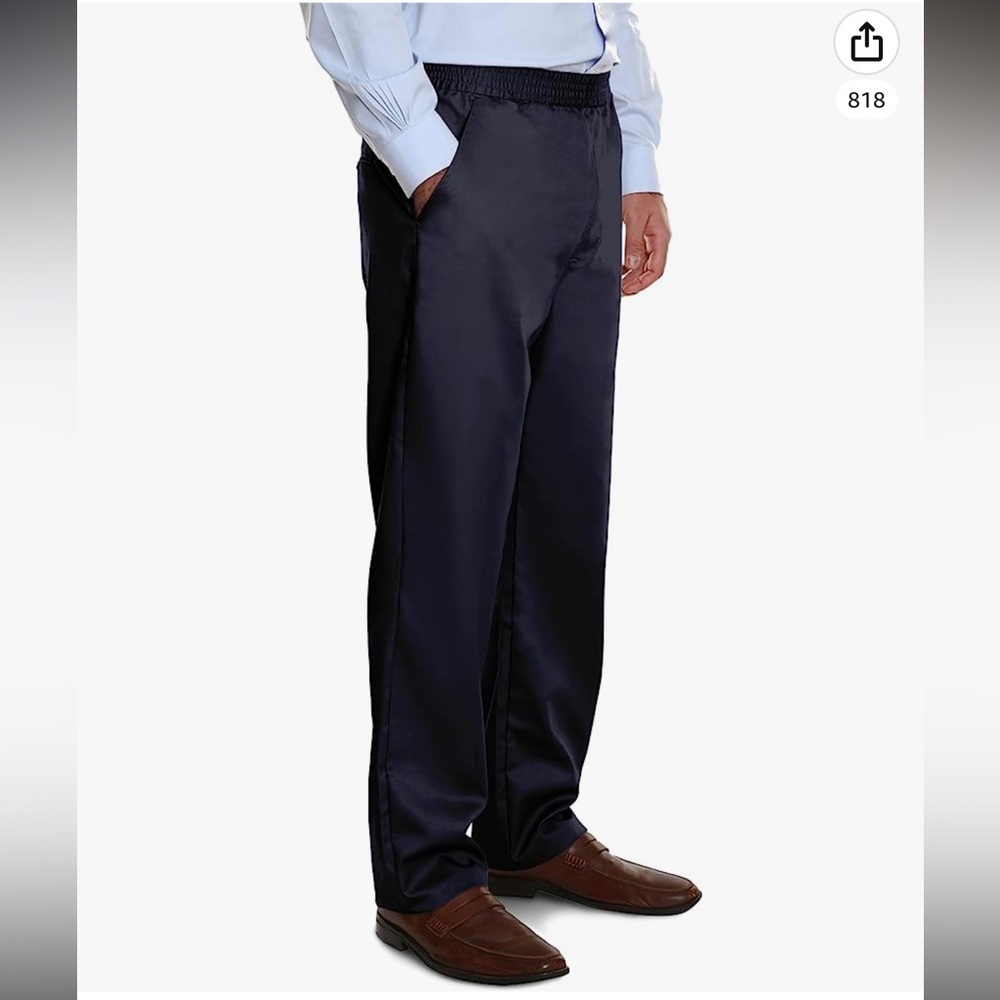 Pembrook Mens Elastic Waist Pants for Seniors Size Small color-navy